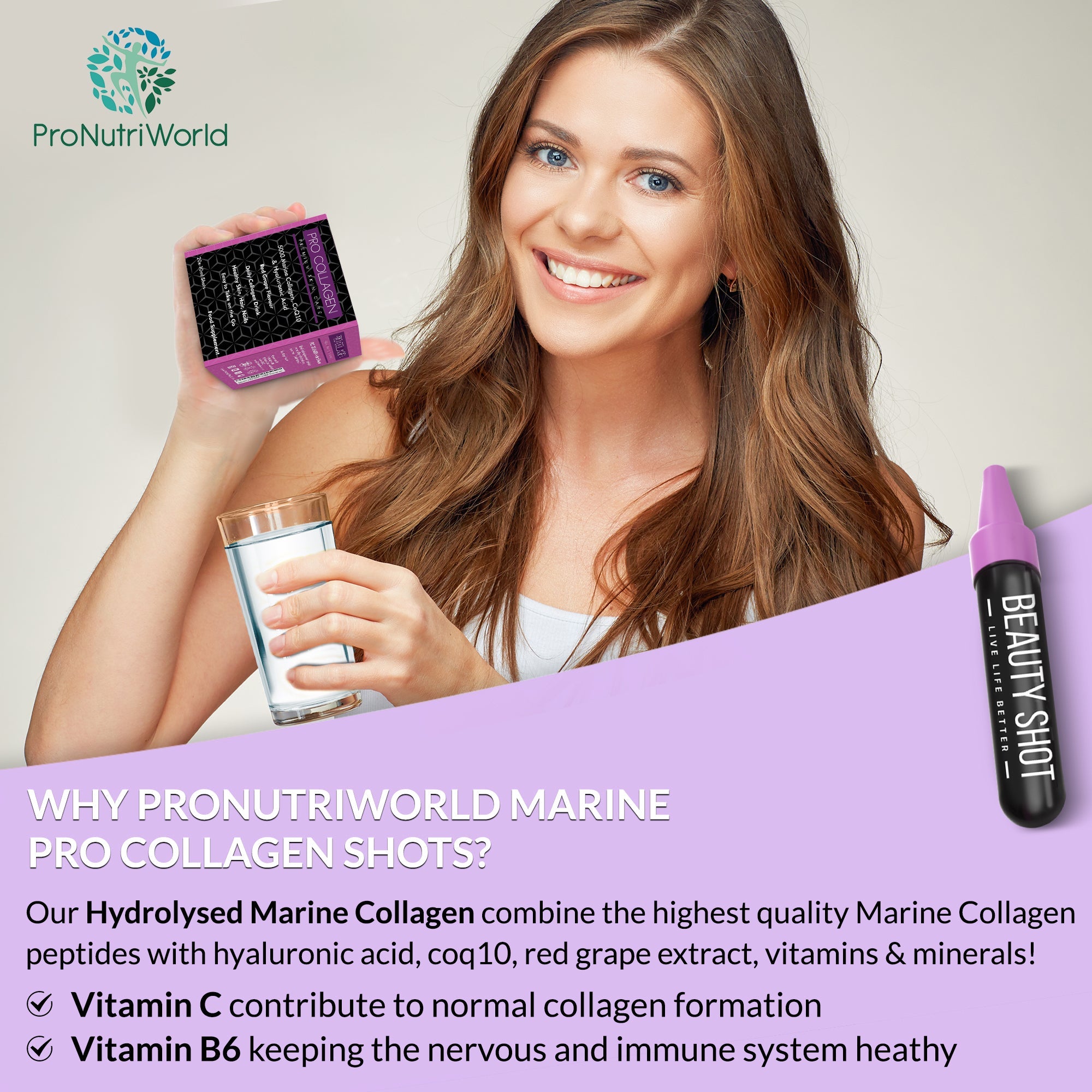 Pro Collagen - Marine Liquid Collagen Drink for Women and Men 20x10ml Shots - pronutriworld