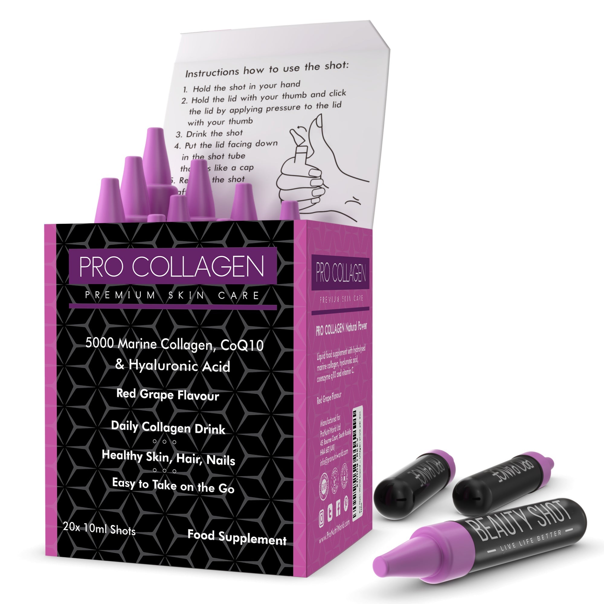 Pro Collagen - Marine Liquid Collagen Drink for Women and Men 20x10ml Shots - pronutriworld